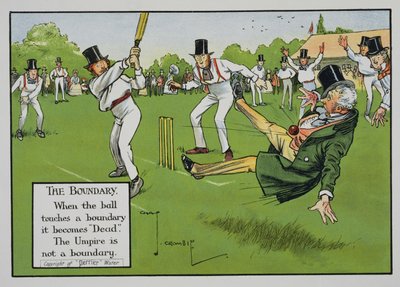 境界、「クリケットの法律」のイラスト、1910年公開 作： Charles Crombie